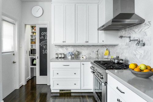 Kitchen With Gray Natural Stone Modern Kitchen Island  Stainless Steel Whole Look Materials